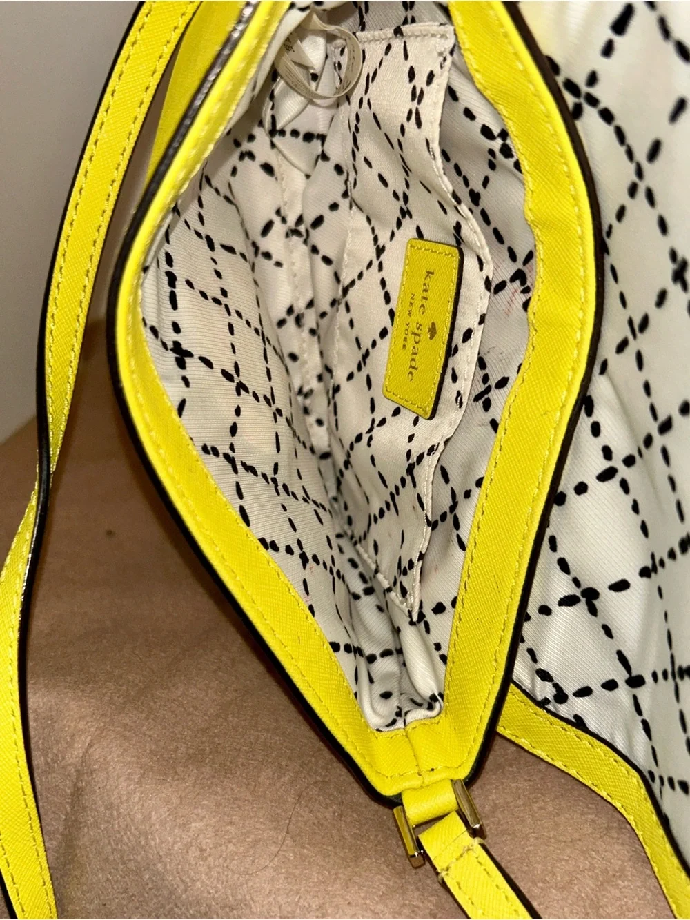 Kate Spade New York Highlighter Yellow Leather Turnlock Crossbody Bag